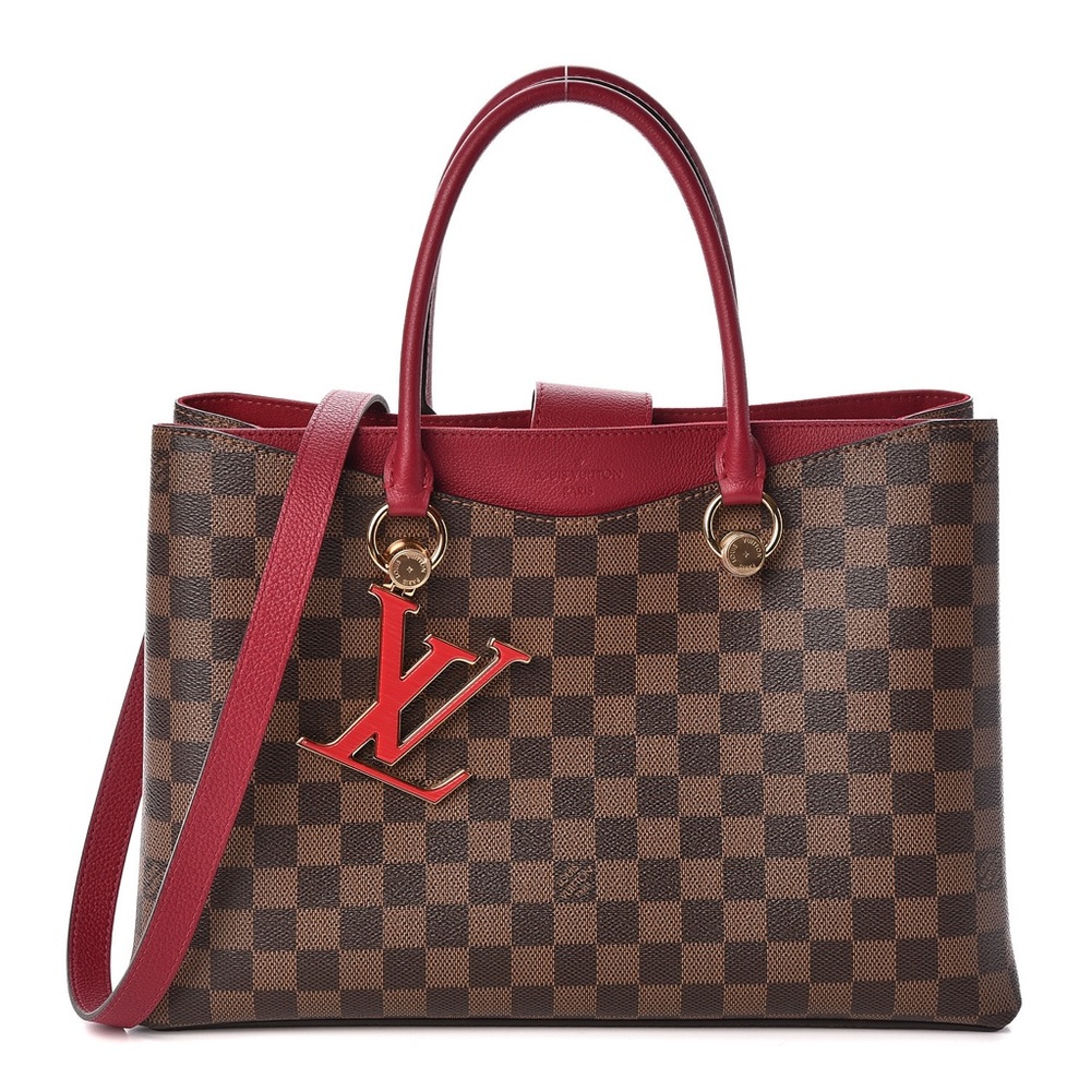 Louis Vuitton Brown and Red Tote with Checkered Pattern